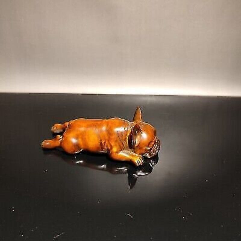 Vintage Wood Carved Wooden Sculptures Mini To Be Naughty Mangy Dogs Gift