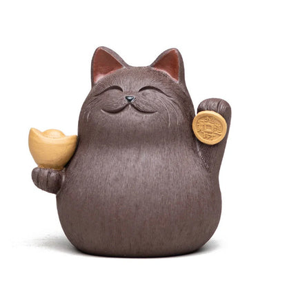 Purple Clay Tea Pets Cute Cat Zisha Crafts Decor
