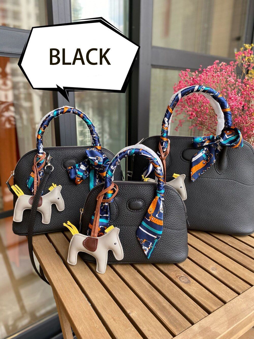 Genuine Leather Handbag Shell Bag Leather Strap Shoulder Purses Tote S/M/L Sizes