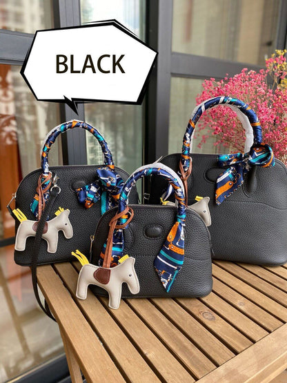 Genuine Leather Handbag Shell Bag Leather Strap Shoulder Purses Tote S/M/L Sizes