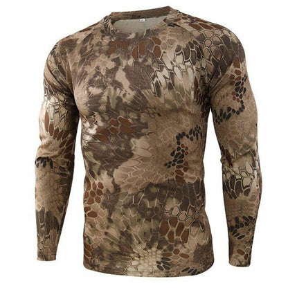 Tactical Camouflage T-Shirt Breathable Long Sleeve Outdoor Sport Hunting Camping