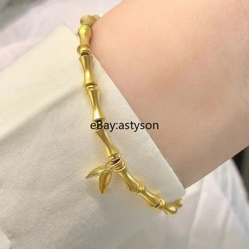 Bamboo Joint Bracelet 22K 23K 24K Gilding Yellow Gold Gp Bracelet
