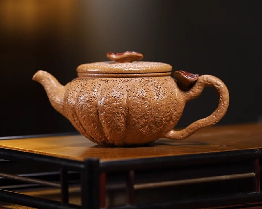 260ML Chinese Yixing Pure Handmade Zisha Jiangpo Clay Teapot Lingzhi Hu Tea Pot