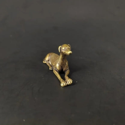 5cm Brass Dog Statue Puppy Ornaments Crafts Tea Pet Home Decor Animal Figurine