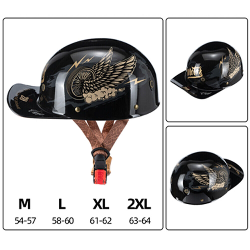 Motorcycle Half Helmet Open Face Motorcycle Half Helmet Retro Baseball Cap