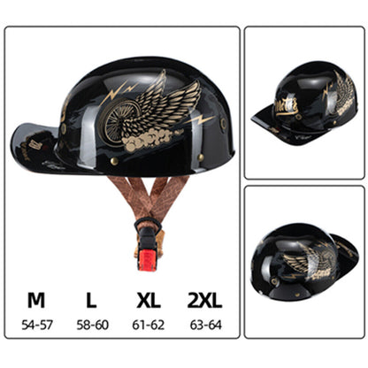 Motorcycle Half Helmet Open Face Motorcycle Half Helmet Retro Baseball Cap