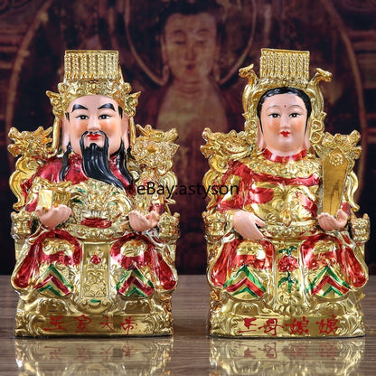 Chinese Ceramic Jade Emperor Queen Mother Goddess Statue Household Ornaments