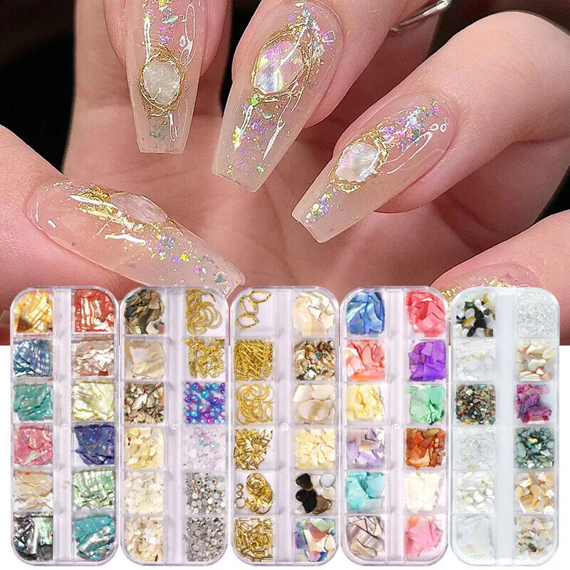 Nail Art Charms Flakes Abalone 3D Irregular Slice Shell Stone DIY Manicure Decor