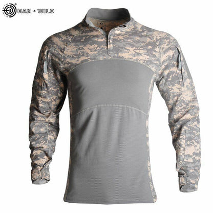 T-Shirt AND Pants Set Camouflage Suit Hiking Trousers Non Slip Silicone Elbow XL