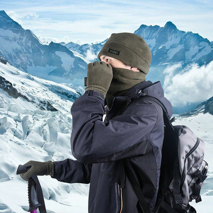 3pcs Winter Fleece Scarf Hat Gloves Set Outdoor Cycling Camping Neck Collar Warm