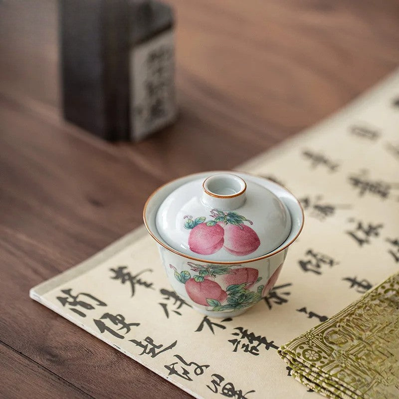 Longevity Peach Gaiwan Handmade Tea Tureen Household Tea Bowl Kit Craft