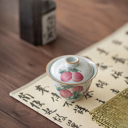 Longevity Peach Gaiwan Handmade Tea Tureen Household Tea Bowl Kit Craft
