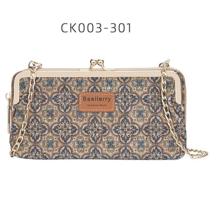 Wallets Wood Grain Chain Long Phone Holder Classic Purse Zipper Wallet 11*5*20CM