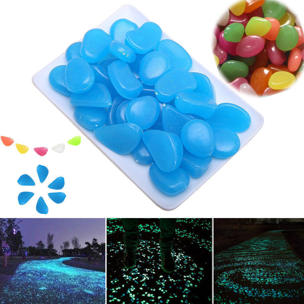 100-1000 x Glow in the Dark Pebbles Stone Shiny Home Garden Fish Tank Decor