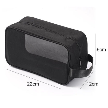 Black Nylon Mesh Toiletry Pouch Large Cosmetic Bags Makeup Organizer Traveling