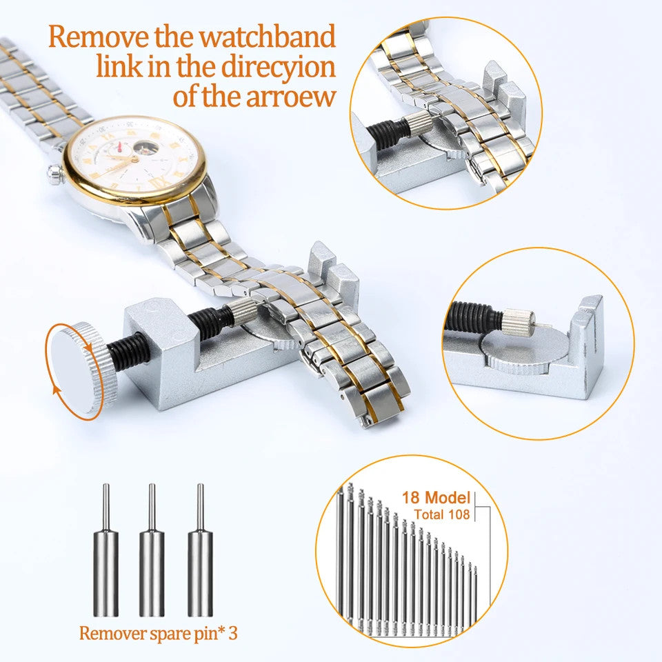 Metal Adjustable Watch Band Strap Bracelet Link Pin Remover Repair Tool Kit US