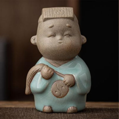 Ceramic Handmade Monk Tea Pet Ornament 10.2cm 4in Tea Play Tea Ceremony