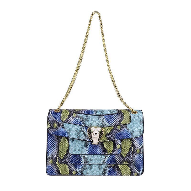 Snake Print Leather Shoulder Bag Handbag Crossbody Bags Square Purse 27*18*7 CM