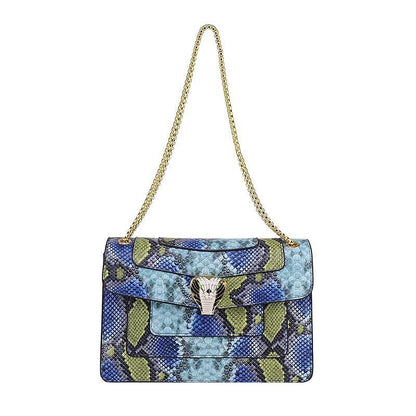 Snake Print Leather Shoulder Bag Handbag Crossbody Bags Square Purse 27*18*7 CM