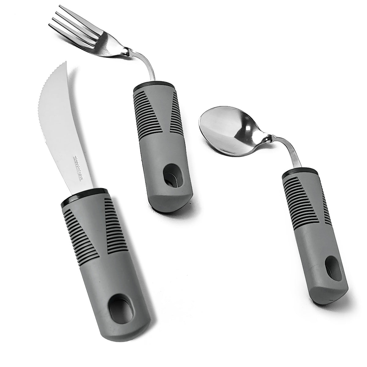 Adaptive Cutlery Set 4-Piece with Widened Non-Slip Handles for Hand Tremors