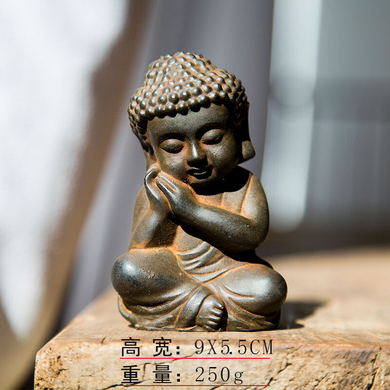 Chinese Iron Rust Shakyamuni Tathagata Buddha Statue Tea Pet Decor Collection