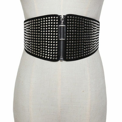 Corset Belt Women Plus Size Wide Elastic Big Cummerbunds Leather Punk Waistbands