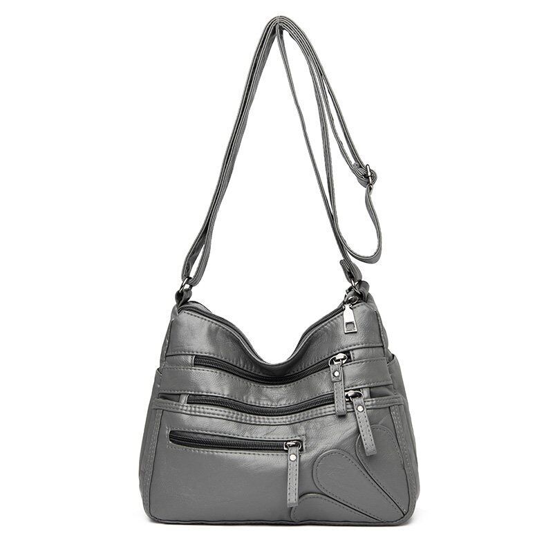 Women's Soft Leather Shoulder Bags Multi-Layer Crossbody Bag Handbag