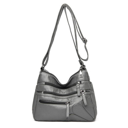 Women's Soft Leather Shoulder Bags Multi-Layer Crossbody Bag Handbag