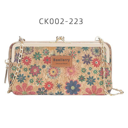 Wallets Wood Grain Chain Long Phone Holder Classic Purse Zipper Wallet 11*5*20CM