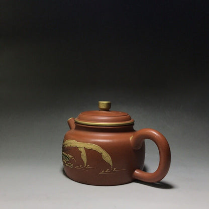 Chinese Yixing Zisha Clay Handmade Exquisite Teapot （德钟 底款：金鼎商标）