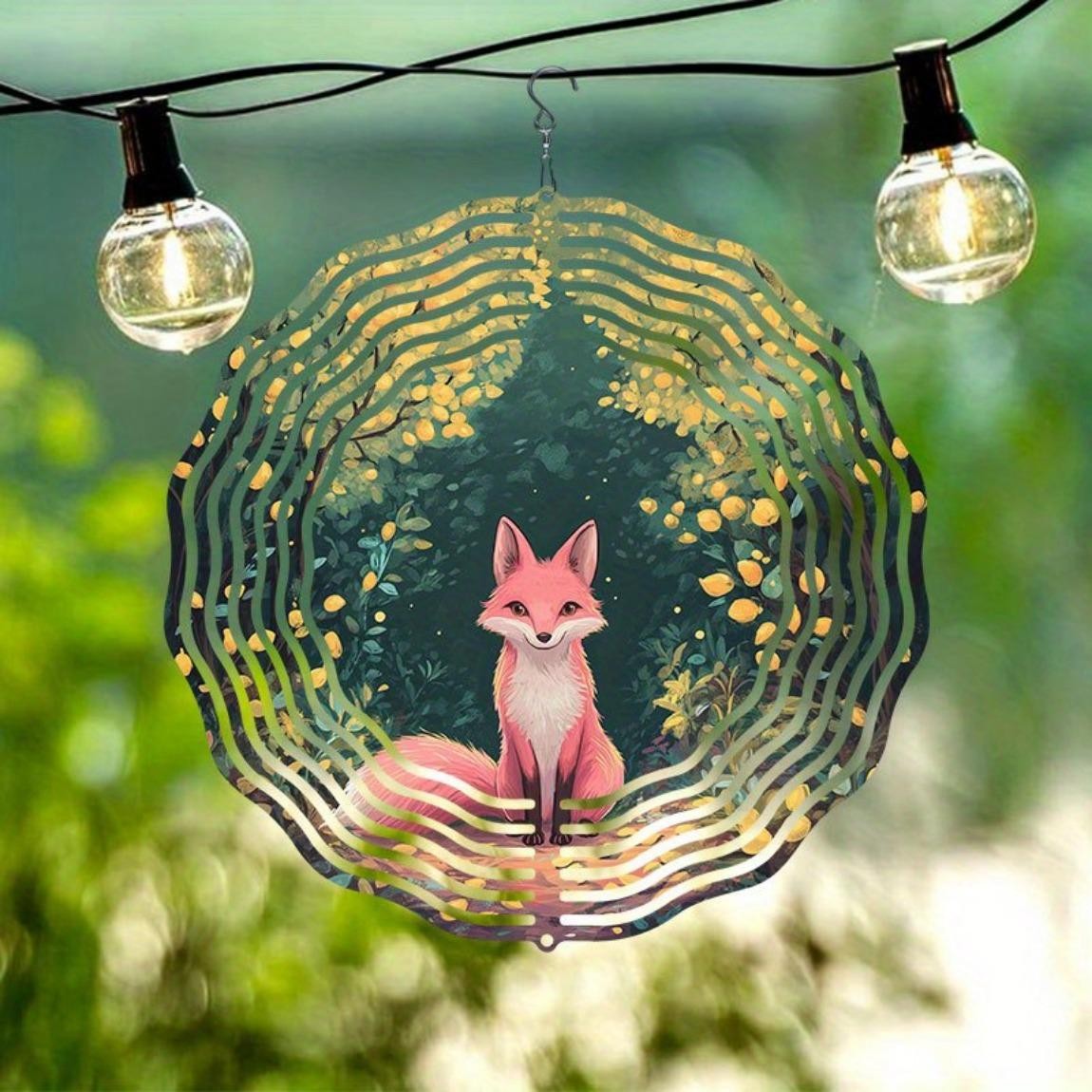 CIFbuy 3D Metal Wind Chime Rotating Fox Leaves Garden Patio Decor Gift