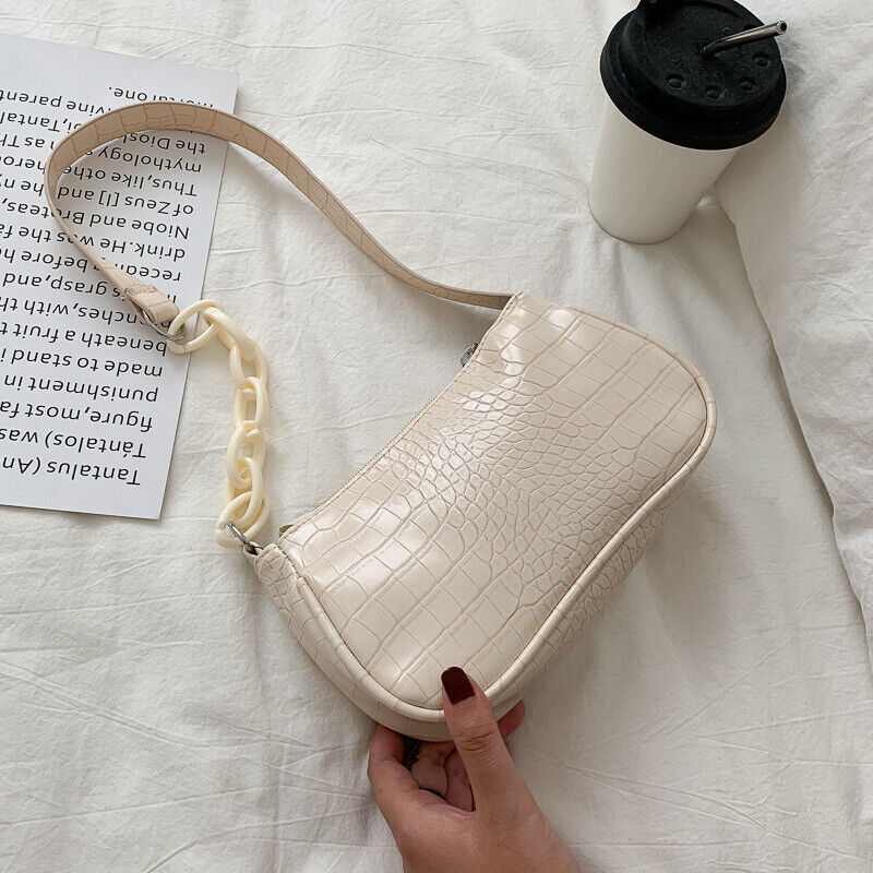 Women's Shoulder Bag PU Leather Milk Tea Bag Sling Handbag Zipper Square Bag