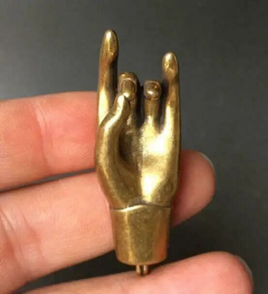 Chinese Pure Brass Solid Guanyin Buddha Hand Pendant