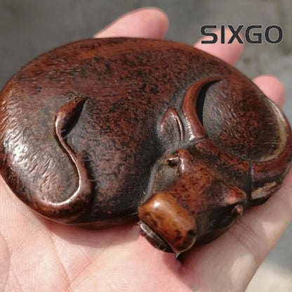 Cow Figurine Paperweight Water Buffalo Metal Tabletop Ornament