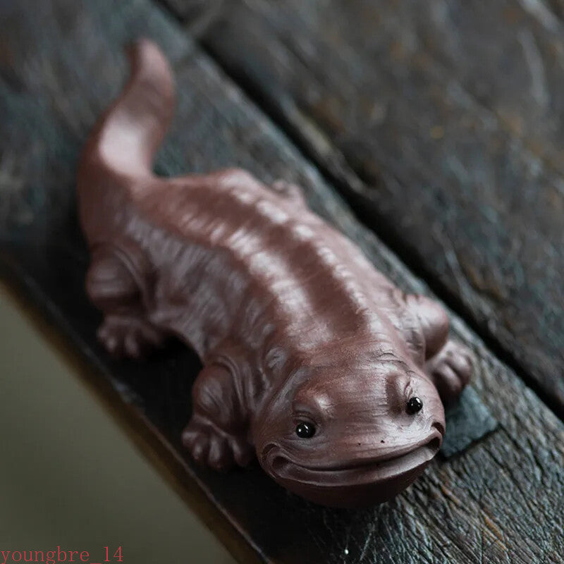 Yixing Sculpture Purple Clay Tea Pet Fish Statue Handmade Tea Figurine Tea Set