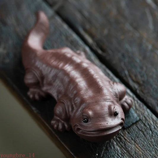 Yixing Sculpture Purple Clay Tea Pet Fish Statue Handmade Tea Figurine Tea Set