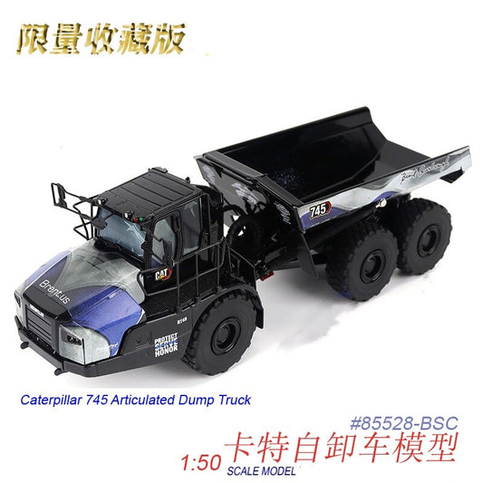 1:50 DM Brent CAT745 Dump Truck Construction Machine Equipment Diecast Model