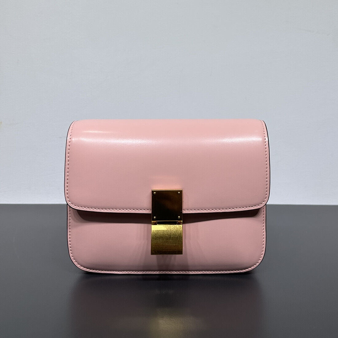 20/24cm Real Leather Small Flap Purse Clutch Box Shoulder Bag Crossbody Handbag