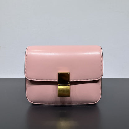20/24cm Real Leather Small Flap Purse Clutch Box Shoulder Bag Crossbody Handbag
