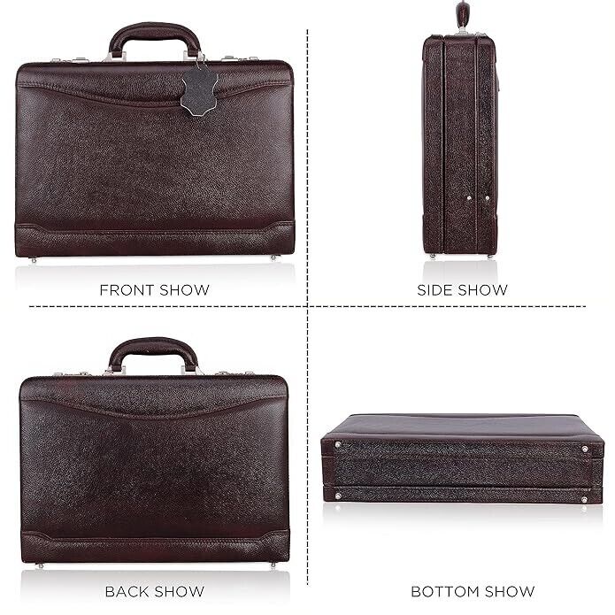 New Leather Travel Briefcase Combination Lock Office Business Handbag