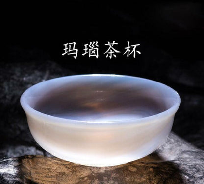 Chinese Antique Collection Primary Color Agate Tea Cup Kung Fu Tea Set Accessory
