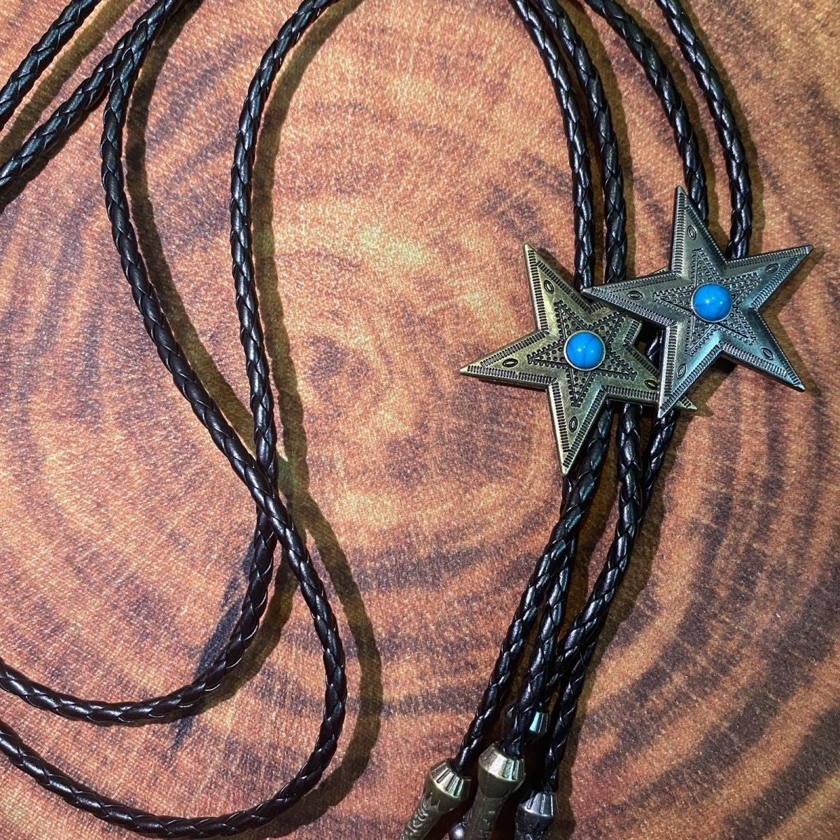 Ethnic Star Necklace Black Braided Leather Retro Star Unisex Jewelry