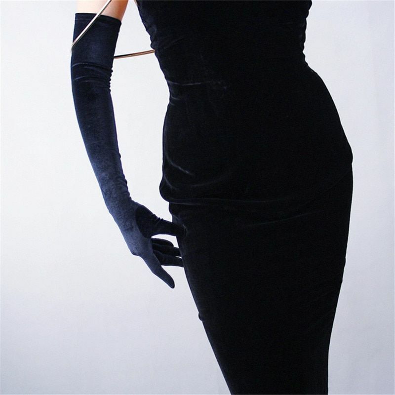 Fashion Velvet Gloves 22/40/50/60/70cm Long Opera Women Elastic Touchscreen Mitt