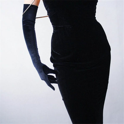 Fashion Velvet Gloves 22/40/50/60/70cm Long Opera Women Elastic Touchscreen Mitt