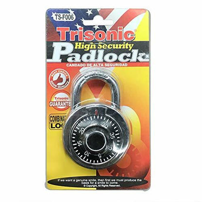 Trisonic High Security Rotary Combination Padlock, Black Dial Number Code Lock