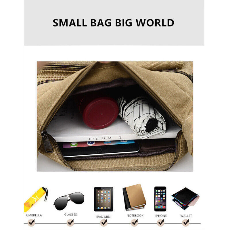 Canvas Sling Bag Men Shoulder Messenger Bag Vintage Crossbody Military Satchel V