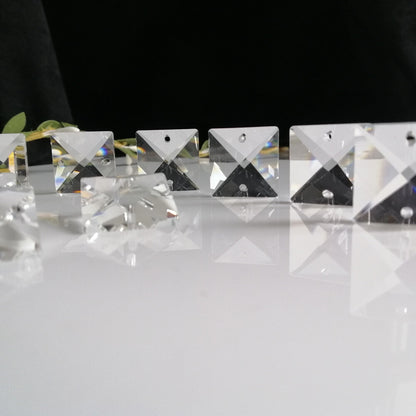 50pcs 18MM Clear Square Crystal Beads Prism Chandelier 2 Holes Home Decoration