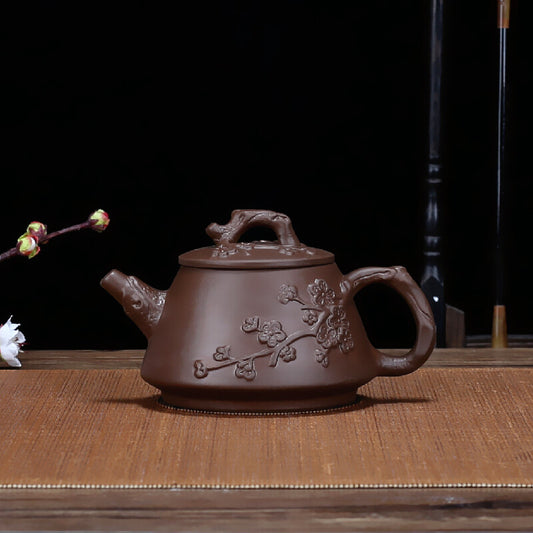 360ml Yixing Zisha Pottery Porcelain Teapot Plum Blossom Design Clay Tea Pot