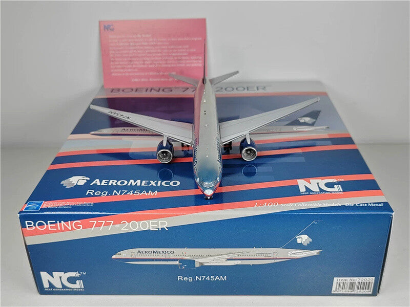 NG Model AEROMEXICO for Boeing B777-200ER N745AM Polishing 1:400 plane Pre-built