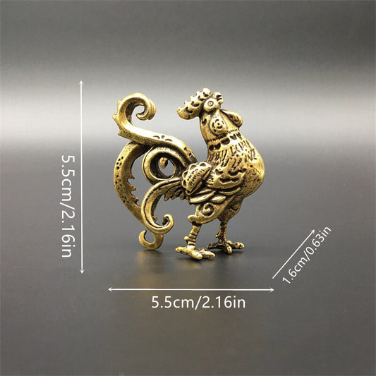 Cute Brass Rooster Antique Cock Mini Statue Figurine Home Collectible Gift Decor
